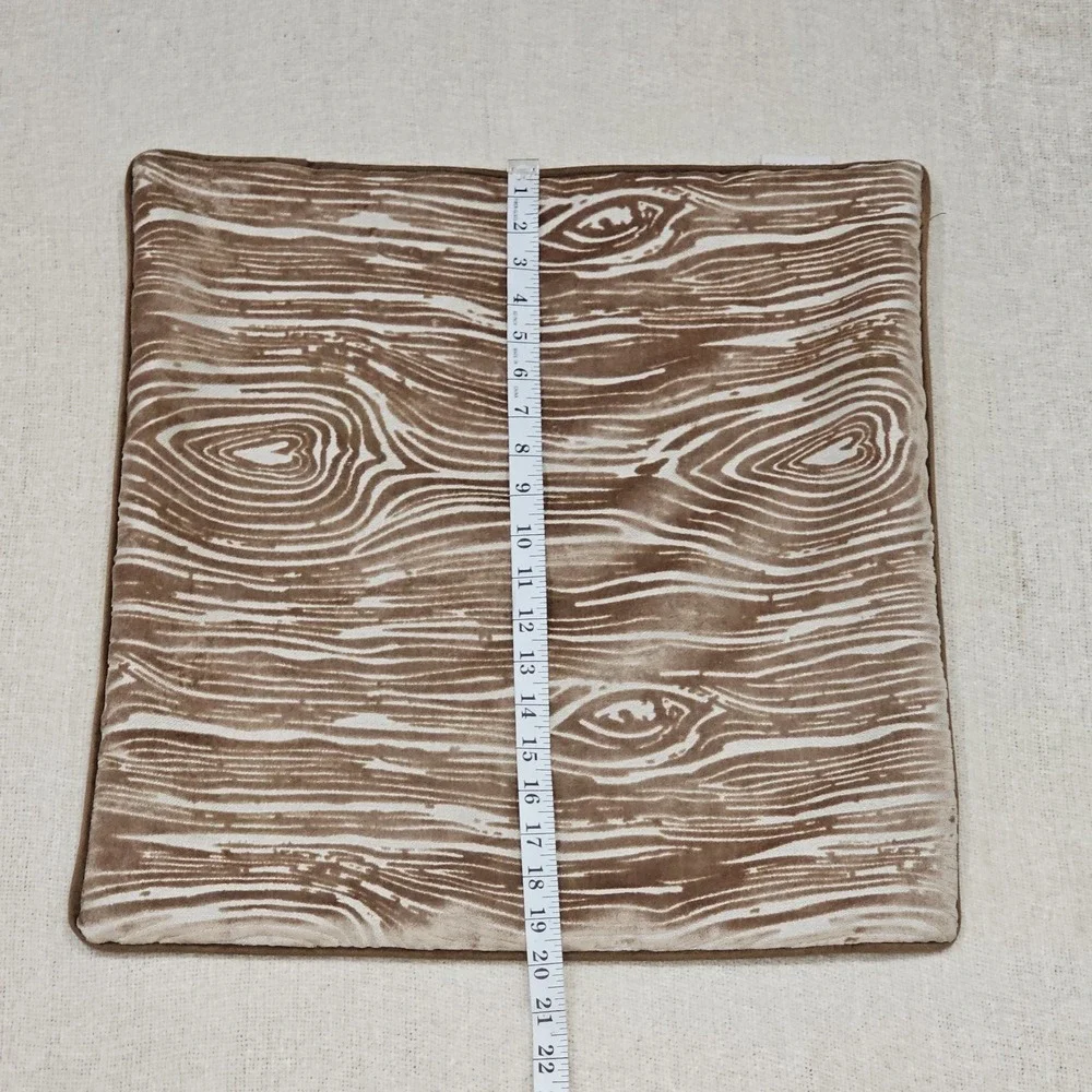 EUC Lot of 2 Quality Faux Wood Grain Feathered Velvet Decorative Pillowcases